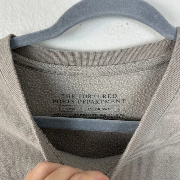 Taylor Swift Crew The Tortured Poets Department Crew Neck L Oversized Neutral - Picture 4 of 6